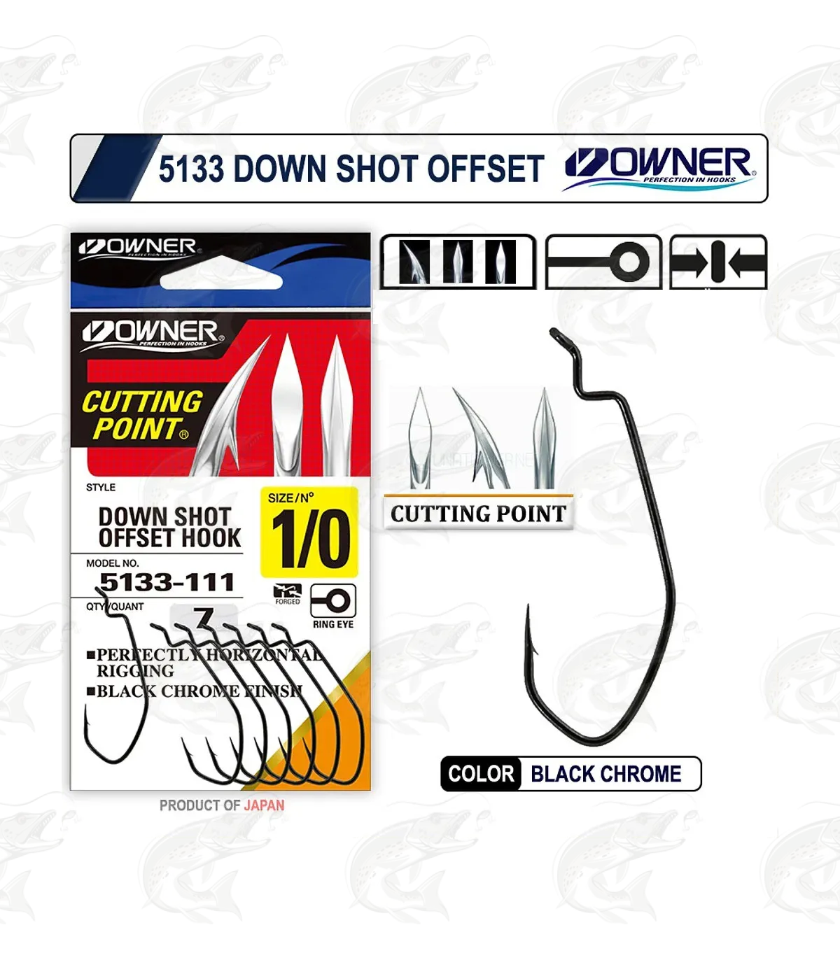 Offset Hooks Owner Down Shot Offset 5133 2 Offset Hooks Owner Down Shot Offset 5133 - Image 2
